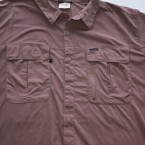 Columbia Men's Short Sleeve Button-Up Shirt Vented, Brown, Omni Shade, Size XXL